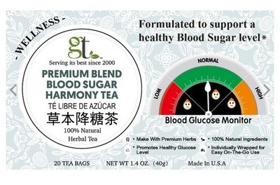 GT Blood Sugar Harmony Tea Premium Blend 20 Teabags (2Packs)