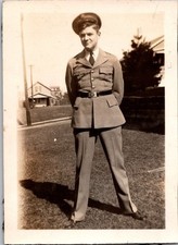 Vintage WWII US Army Soldier Portrait Photograph - Military Uniform Snapshot