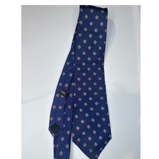 Mallory & Church Silk Tie Mens OS Navy Blue Geometric Medallion Made in USA