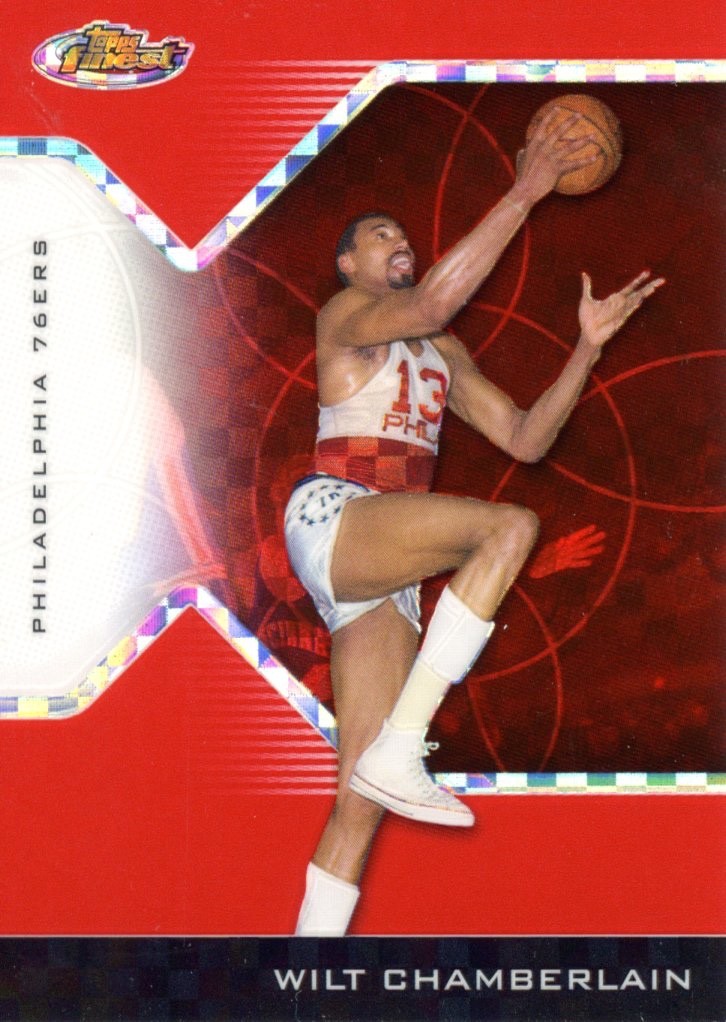 2004-05 Finest X-Fractor Red #146 Wilt Chamberlain Jersey Numbered 13/99