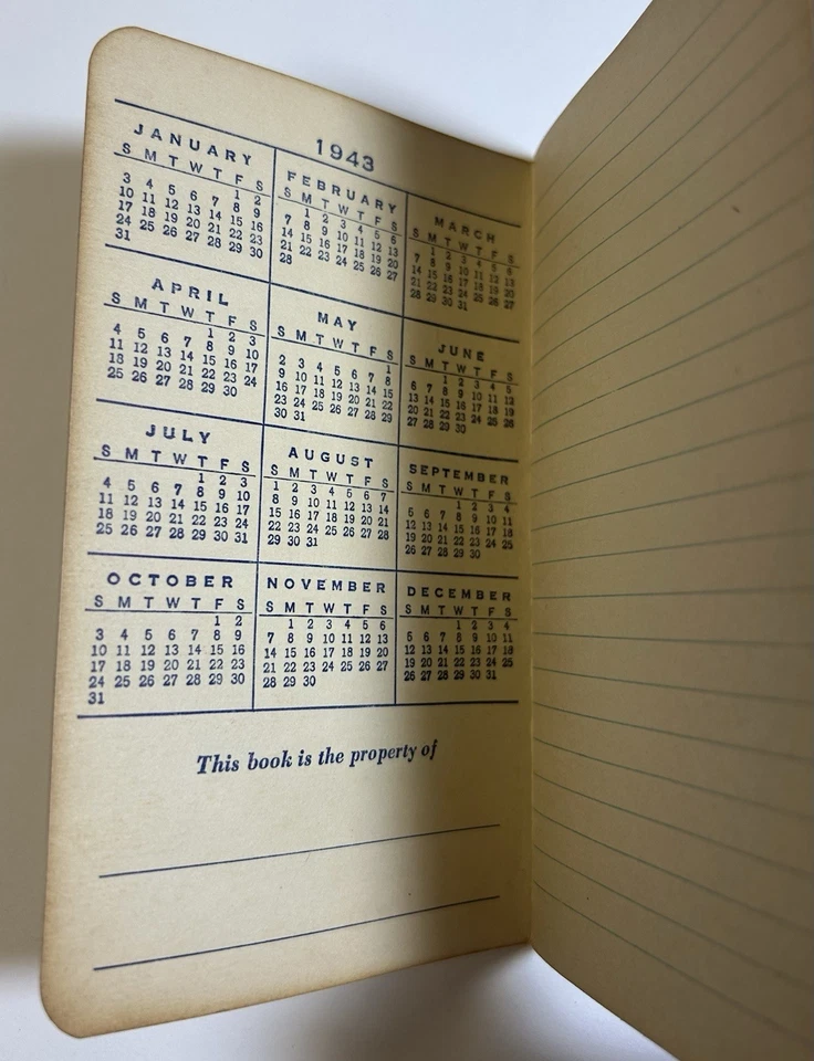 1943 Coca-Cola Bottling Co. Red Notebook, Notes, No Writing, 3 1/2” x 6” - Image 3 of 4