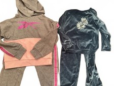 Reebok Kids Velour Tracksuits Set of 2 with Floral and Logo Designs