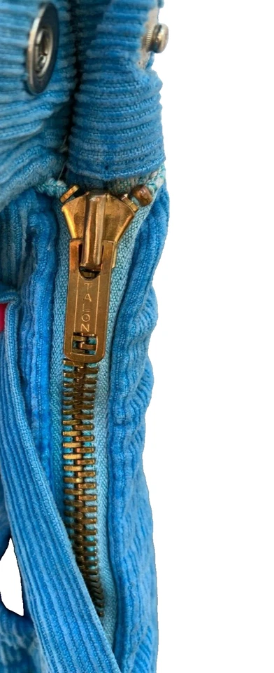 复古 20 世纪 40 年代 50 年代女式扣背裤 XS 绿松石棉侧拉链法兰绒衬里 — 第 4/4 张图片