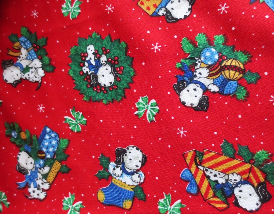 4 YDS X 44" VINTAGE JOAN KESSLER FOR CONCORD FABRICS DOGS WITH PRESENTS  BTY - Image 3 of 3