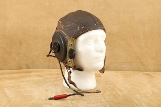 US Army AAF WW2 Pilot Wired A 11 Brown Capeskin Leather Flight Helmet Vtg Rare