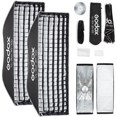 2Pack 30x120cm Strip Softbox Quick Release, UL 11.8''x47'' Honeycomb Grid Soft ...