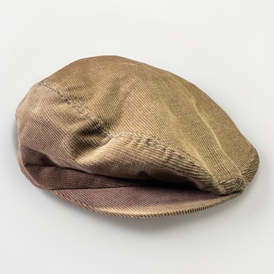 Vtg Brown Corduroy Cabbie Newsboy Hat Cap Beige/Tan Mens L Snap Brim Young An