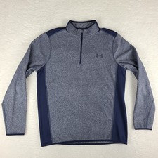 Under Armour Sweater Mens Medium Blue Loose Coldgear Fleece Performance Tech