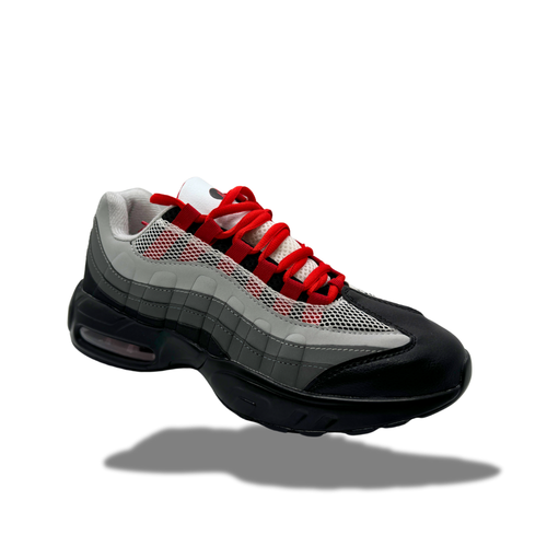 Men's Air Cushion Lightweight Running Sneakers with Breathable Mesh Grey/Red