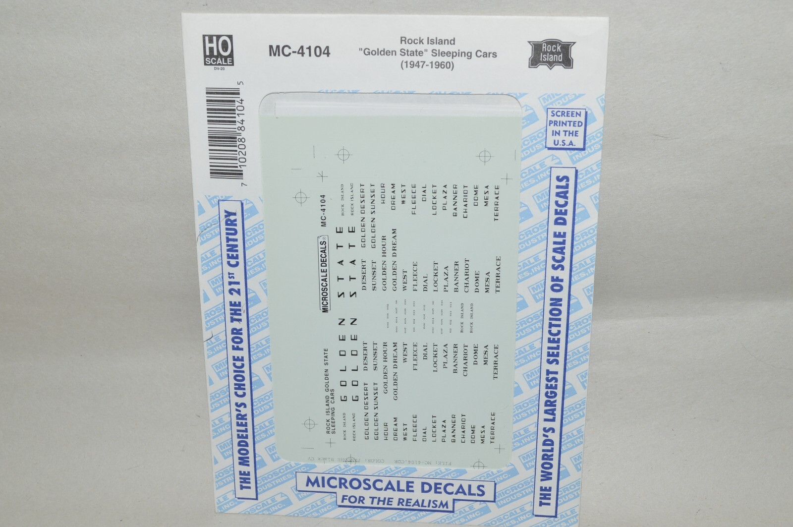 HO scale Microscale decals MC-4104 Rock Island RR GOLDEN STATE sleeper passenger