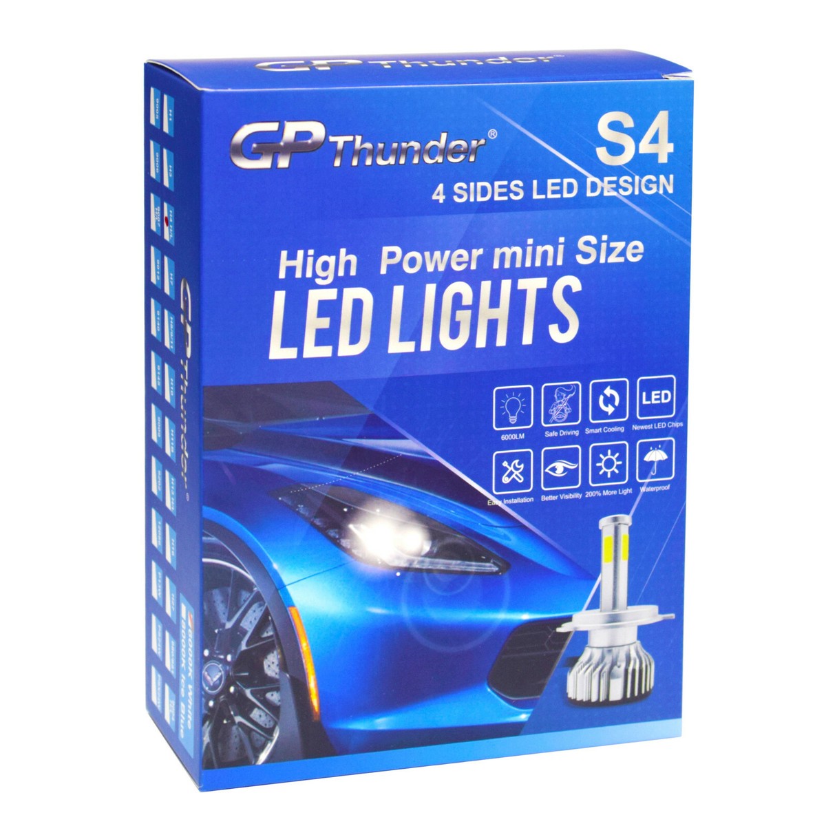 4-Sides 120W LED Headlight Kit 9006 HB4 Low Beam Light 8000K