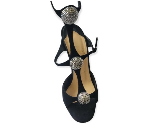 Christian Louboutin Black Suede Spartenvol Strass 100 Formal Shoes EU 35 / US 5 - Picture 4 of 8