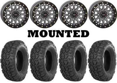 Kit 4 ITP UltraCross R-Spec Tires 32x10-15 on System 3 SB-6 Beadlock Gray HP1K