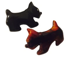 Parcelona French Dog Small 2 Inch Celluloid Acetate Black and Tortoise Shell ...