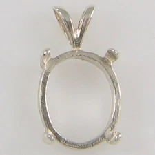 PRE-NOTCHED OVAL CABOCHON PENDANT 6X4-22X10 IN STERLING SILVER HANDMADE