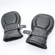 PU Leather Locking Goth Padded Mittens Gloves Dog Paw Palm Lockable Restraint