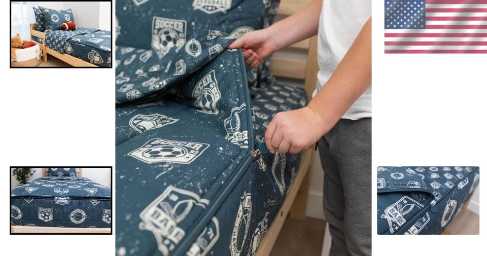 Juego de cama deportiva duradera - Edredón con cremallera con funda de almohada y farsa para niños Foto 2 de 4