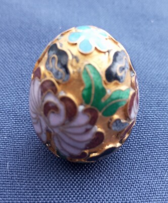 Vintage altes sehr schönes kleines Ei 3,5 cm Cloisonné Emaille - China/Russland? C17