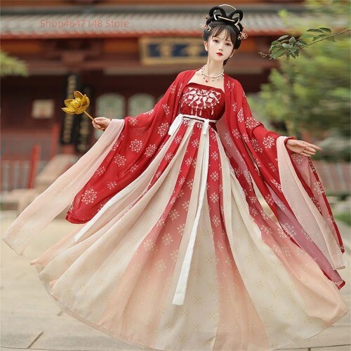 Ancient Traditional Chinese Hanfu Dress Fairy Embroidery Stage Folk Dance  Sets