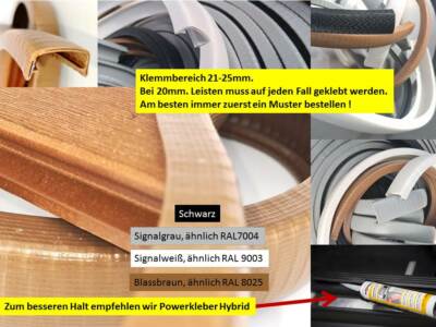 Kantenschutz Klemm Gummi Dichtung Kanten Schutz Profil Keder Band WPC 21-25 PVC 