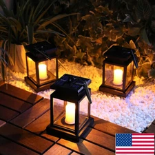 Solar LED Lantern Light Hanging Lamp Candle Outdoor Patio Garden Yard Lamp Decor