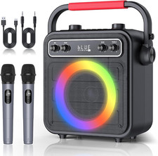 Bluetooth Karaoke Machine with Two Wireless Karaoke Microphones for Party Adults