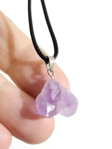 Raw Amethyst Crystal Necklace Pendant Freeform Natural Small Gemstone Spiritual - Picture 12 of 15