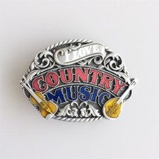 Vintage Style Enamel Western Country Music Belt Buckle