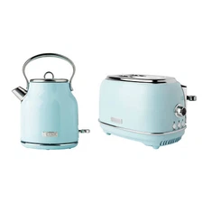 Haden Heritage 1.7 Liter Stainless Steel Electric Kettle with Toaster, Turquoise