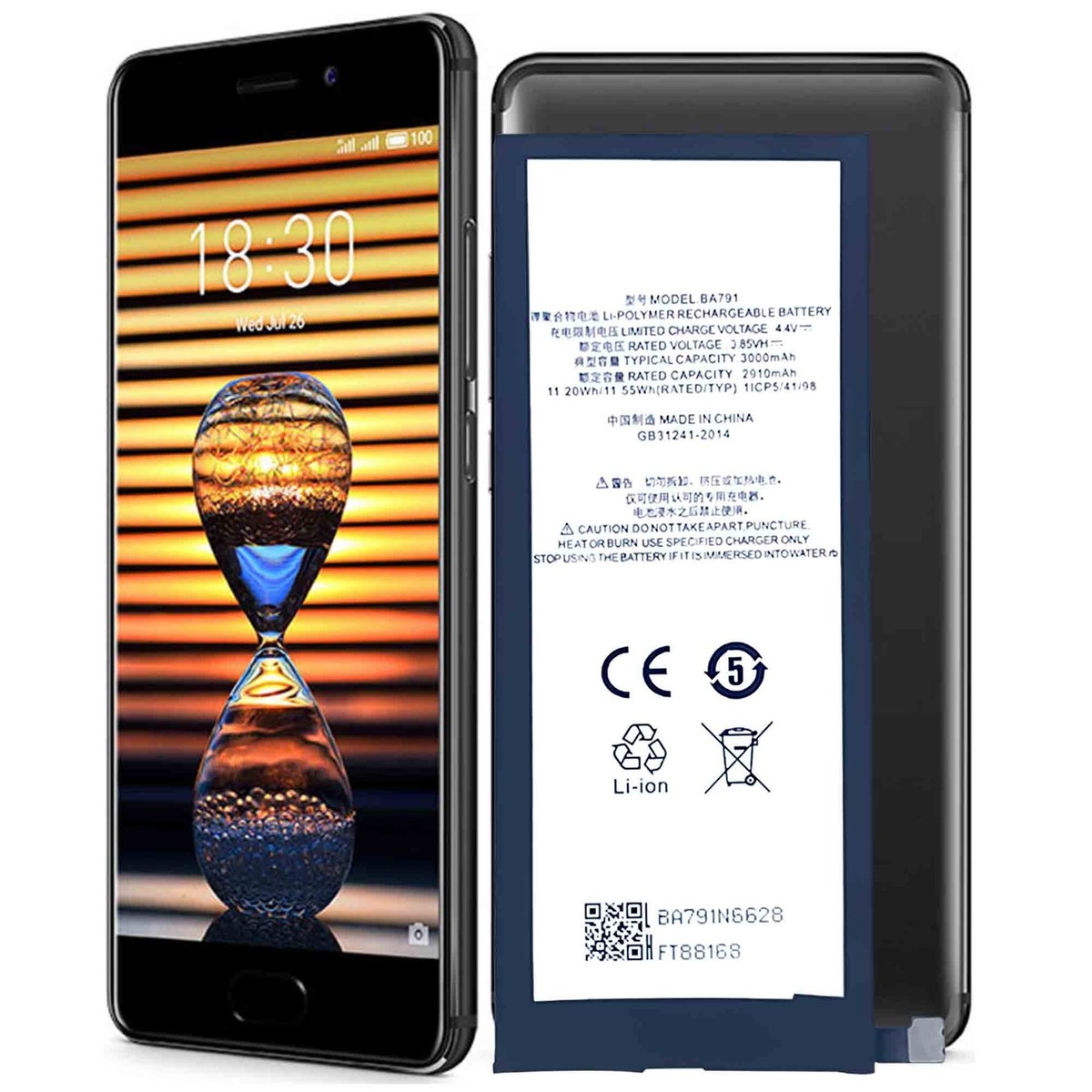 Vitre arrière ( Cache batterie) avec boutons latérales pour Meizu M6