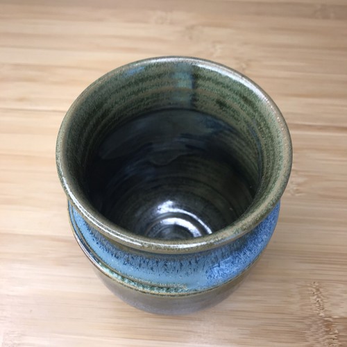 6"" signierte ""Hedberg"" Radgeworfene Vase blau grün - Bild 6 von 8
