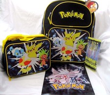 Mochila negra Pokemon Pikachu 16", lonchera y lápices y carpeta Pokemon - ¡Nueva!1