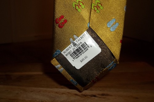ROBERT TALBOTT Silk Men's Tie Gold w/ flip flops 60x3.25 NWT Made in USA - Picture 12 of 13