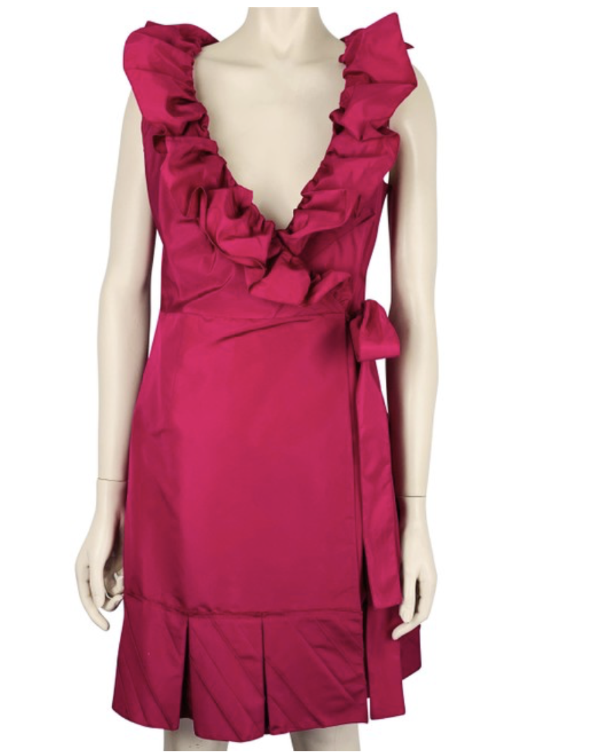 パーティードレス Belted Wrap Pink Silk Blend Dress St. Lucia Linen-Blend Wrap Coverup Dress