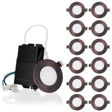 12-Pack 3 Inch LED Recessed Light with J-Box, Oil Rubbed Bronze, 2700K