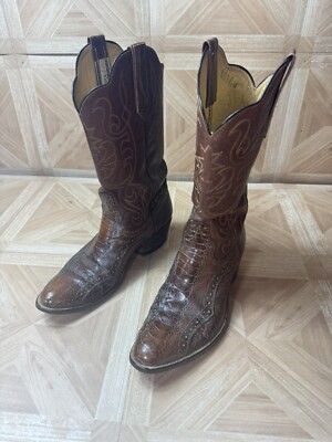 Rios Of Mercedes Ostrich Leg Mens Size 9D Brown Leather Cowboy 