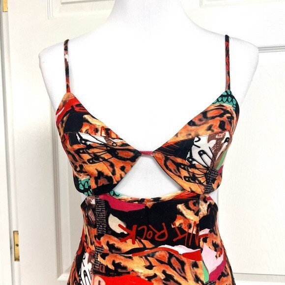 MINI ABITO PRINCESS POLLY STAMPA PRIMA FILA MULTI RITAGLIO Whimsygoth donna taglia 4