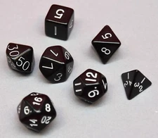 Dungeons & Dragons Role Playing Dice Set 7 Pieces -Black- Tabletop Gaming 543