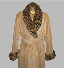 VTG BERNARD Co San Fran PLUSH LEOPARD FAUX FUR BEIGE VELOUR GLAM USA MADE ONE SZ