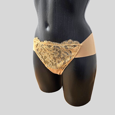 La Perla Exklusiver  String  Gr. 42  mit Spitze Karamell Luxus Dessous Neu