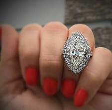 Double Halo Style Simulated 2.70CT Sapphire Party 935 Silver Engagement Ring