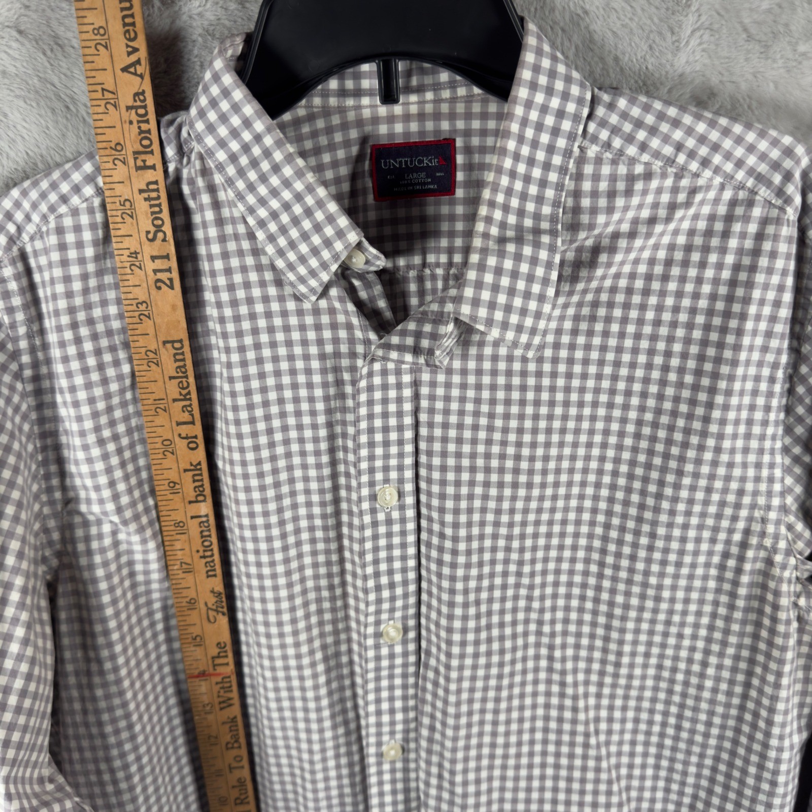 UNTUCKit Men Large Gingham Button Down Shirt Long… - image 3