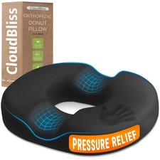 Donut Seat Cushion Memory Foam Tailbone Pain Relief Chair Pad Black