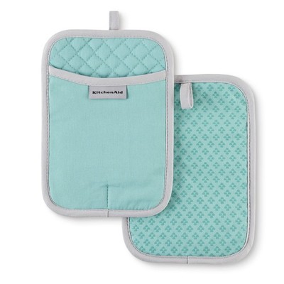 KitchenAid Asteroid Pot Holder 2-Pack Set, Aqua Sky, 7x10