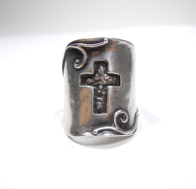 VINTAGE DIDAE DESIGNER CROSS BAND RING 925 STERLING SILVER SIZE 9 