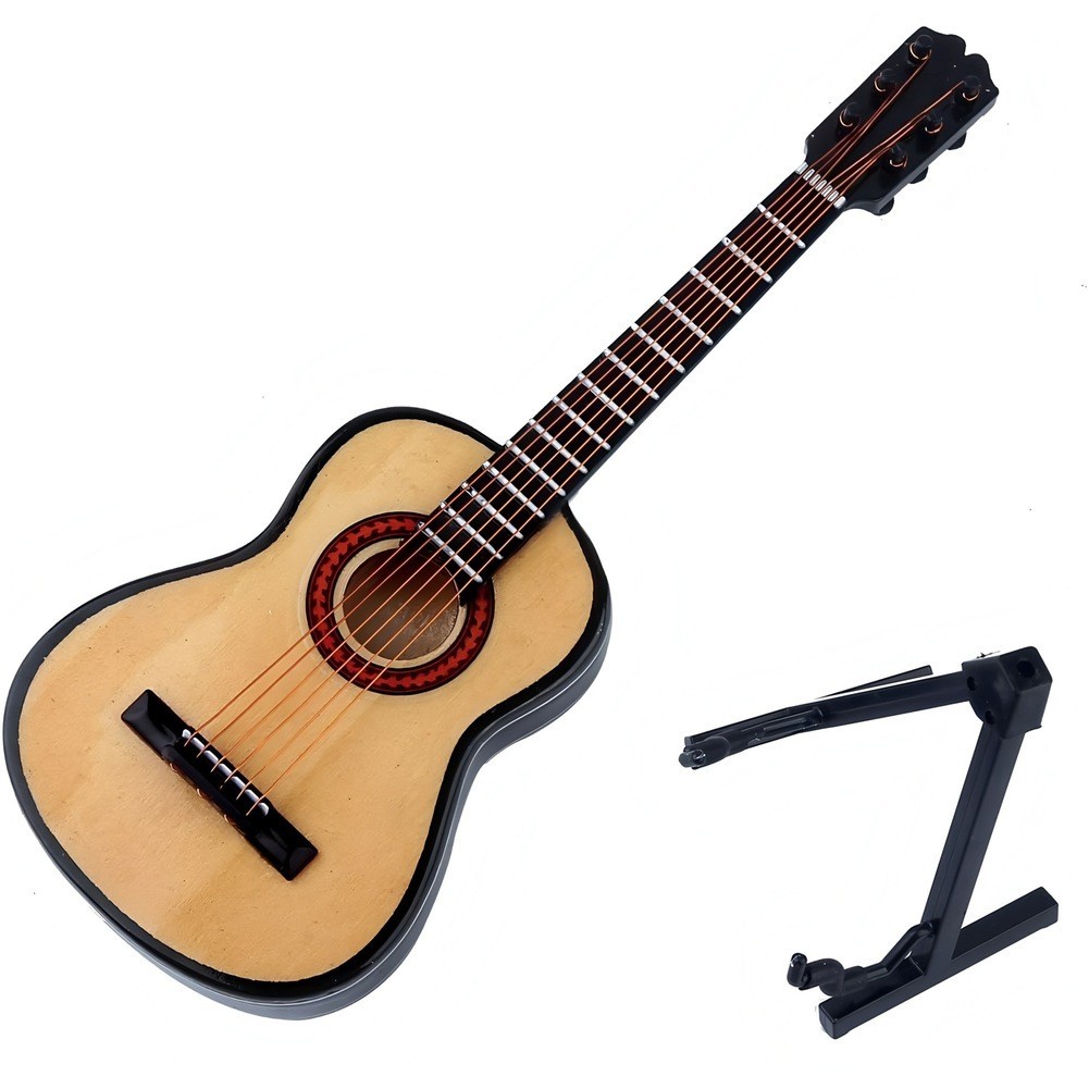 Mini chitarra modello con supporto in legno