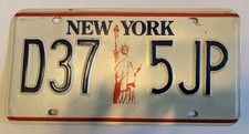 Vtg New York License Plate - Statue of Liberty, Lady Liberty - NY Tag D37 5JP
