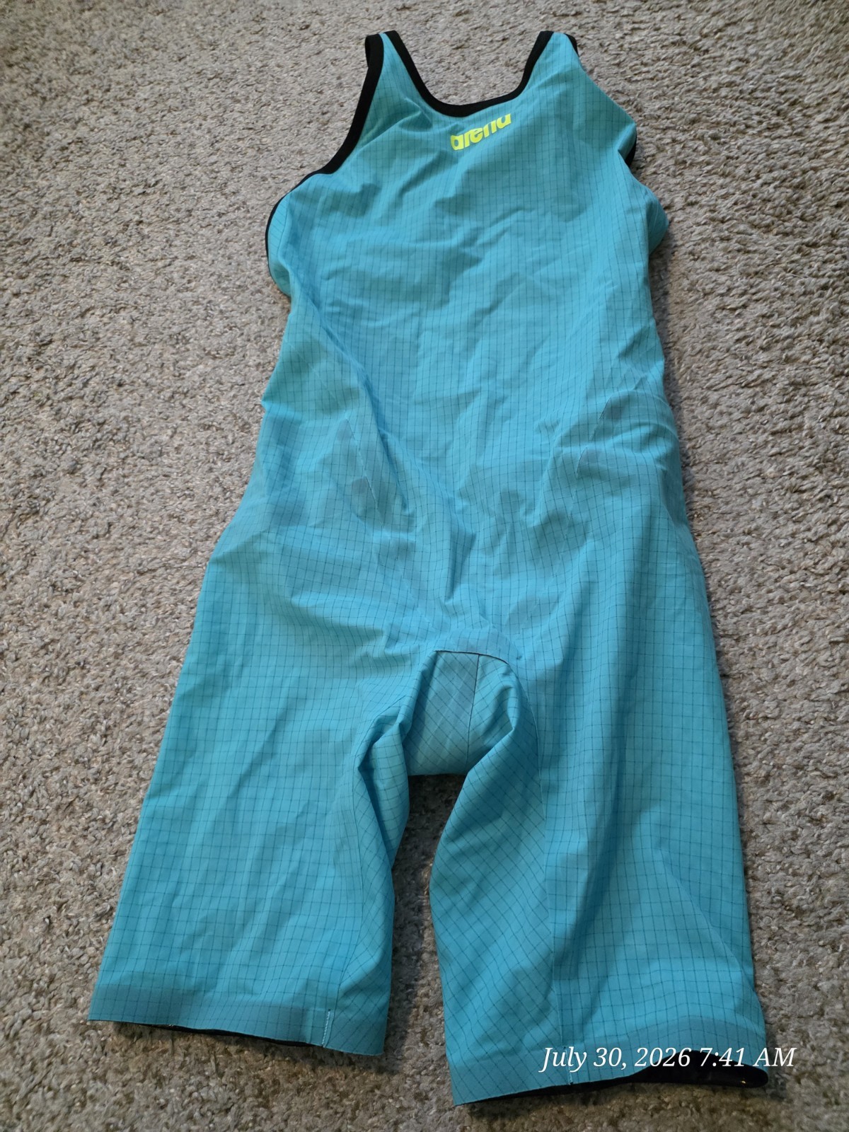 Arena Carbon Women's Closed Back Kneeskin Tech Swimsuit Light Blue Size 28