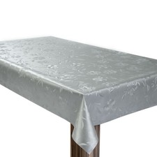 Laro Wachstuchtischdecke Vintage Blumen Silber PVC Eckig