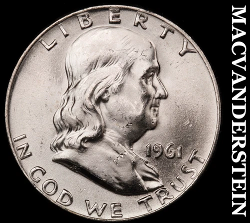 1961-D Silver Franklin Half Dollar - Choice Gem Brilliant Unc++++  #G9664